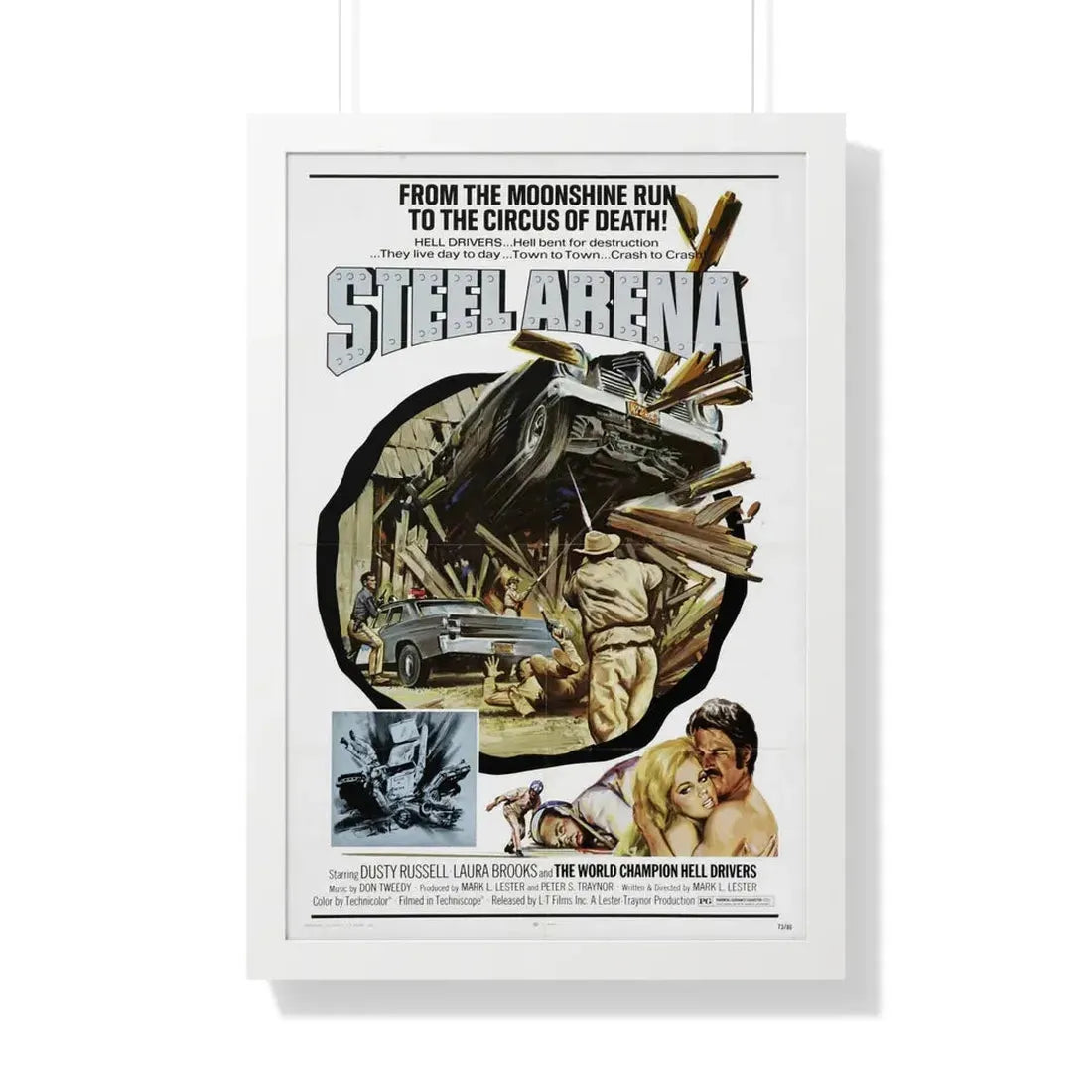 STEEL ARENA 1973 - Framed Movie Poster 20" x 30" White - The Sticker Space