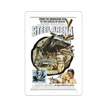 Steel Arena 1973 Movie Poster - STICKER Vinyl Kiss-Cut Decal 3 Inch White - The Sticker Space