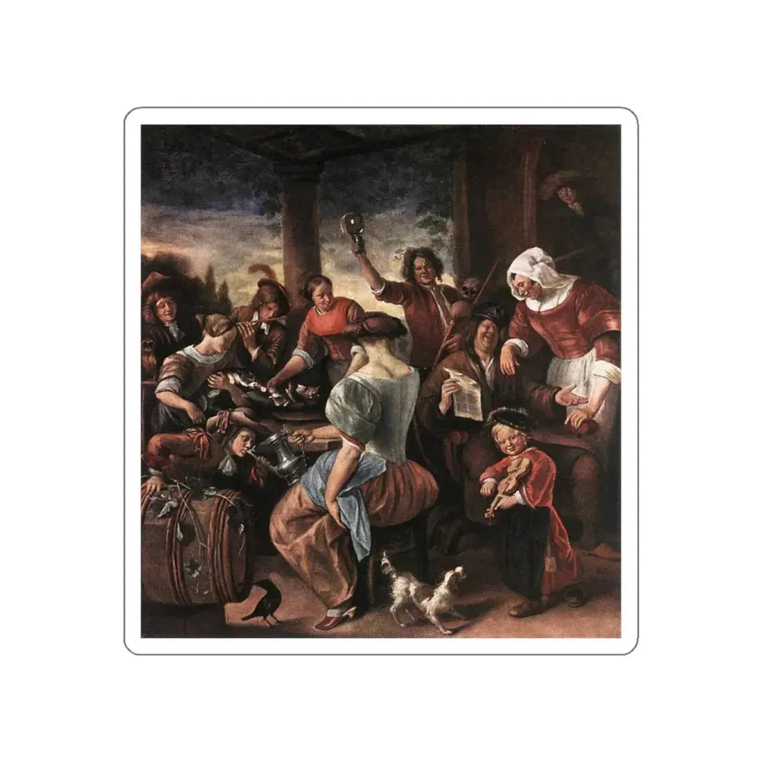 STEEN, Jan - A Merry Party (Artwork) STICKER Vinyl Die-Cut Decal White Die-Cut 3 Inch - The Sticker Space