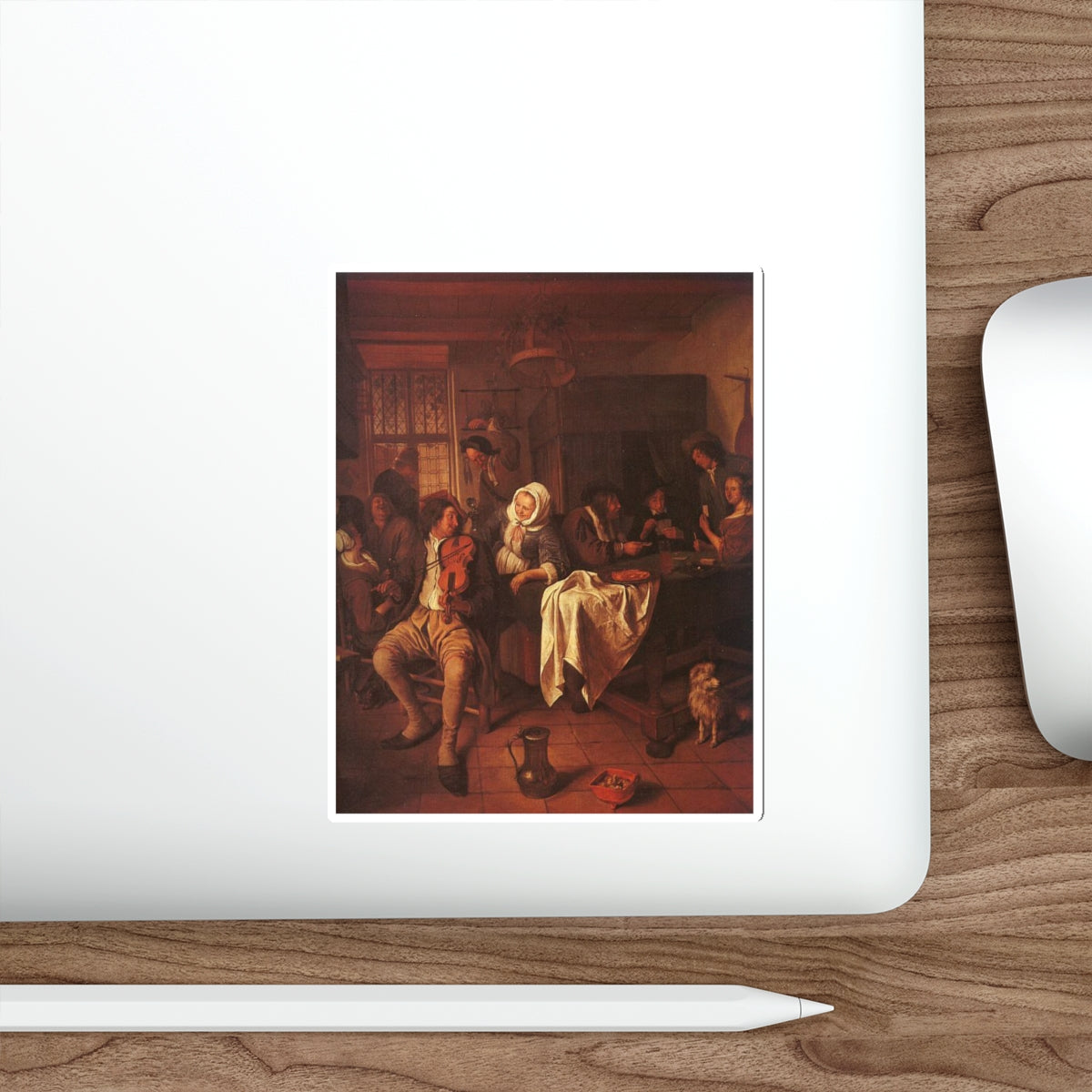 STEEN, Jan - Inn with Violinist & Card Players (Artwork) STICKER Vinyl Die-Cut Decal-The Sticker Space