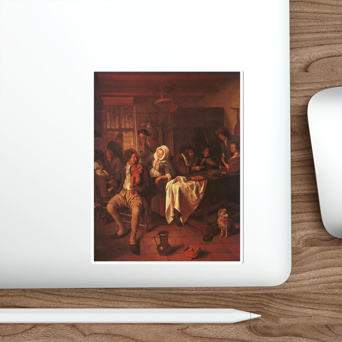 STEEN, Jan - Inn with Violinist & Card Players (Artwork) STICKER Vinyl Die-Cut Decal-The Sticker Space