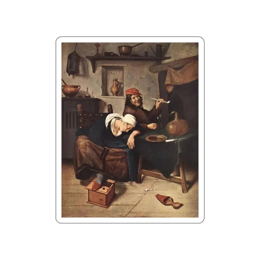 STEEN, Jan - The Drinker (Artwork) STICKER Vinyl Die-Cut Decal White Die-Cut 2 Inch - The Sticker Space