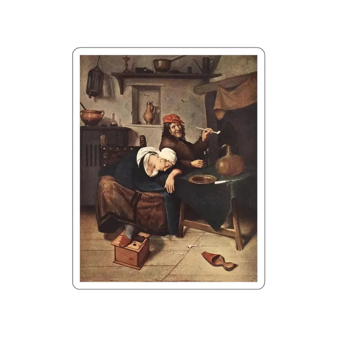 STEEN, Jan - The Drinker (Artwork) STICKER Vinyl Die-Cut Decal White Die-Cut 6 Inch - The Sticker Space