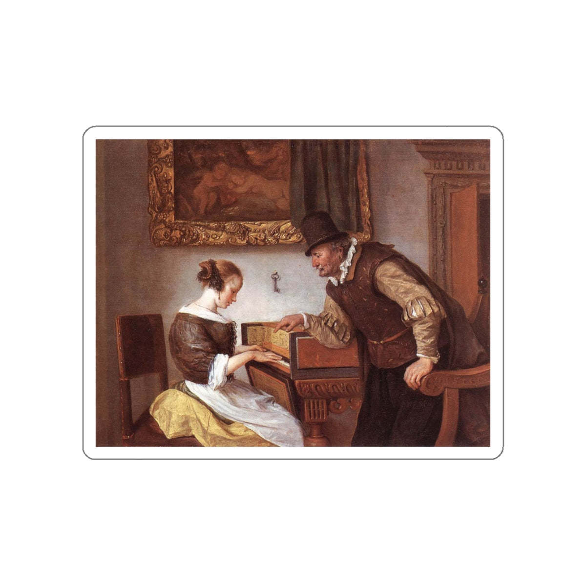 STEEN, Jan - The Harpsichord Lesson (Artwork) STICKER Vinyl Die-Cut Decal-White-The Sticker Space