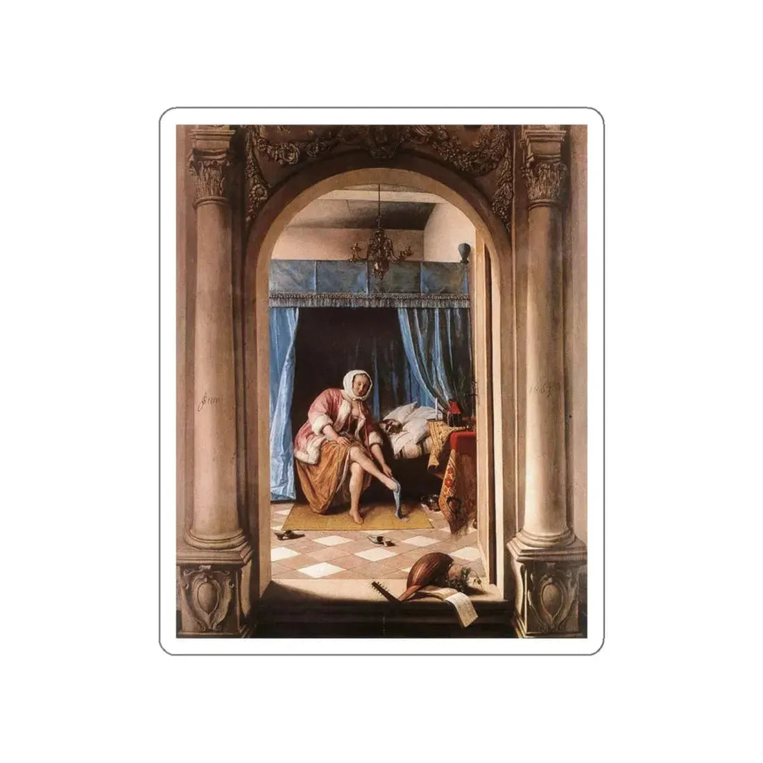 STEEN, Jan - The Morning Toilet (Artwork) STICKER Vinyl Die-Cut Decal White Die-Cut 4 Inch - The Sticker Space