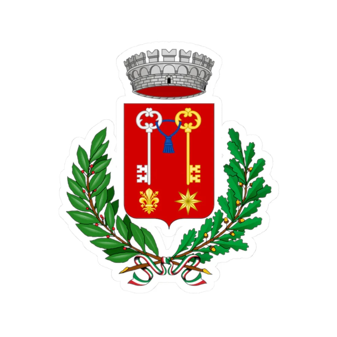 Stemma Montespertoli (Italy) (Coat of Arms) STICKER Vinyl Kiss-Cut Decal 2 Inch White - The Sticker Space