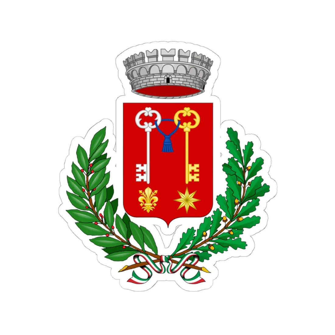 Stemma Montespertoli (Italy) (Coat of Arms) STICKER Vinyl Kiss-Cut Decal 6 Inch White - The Sticker Space