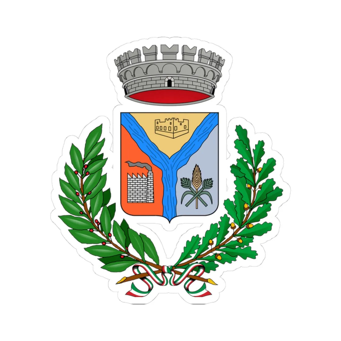 Stemma Villasor (Italy) (Coat of Arms) STICKER Vinyl Kiss-Cut Decal 3 Inch White - The Sticker Space