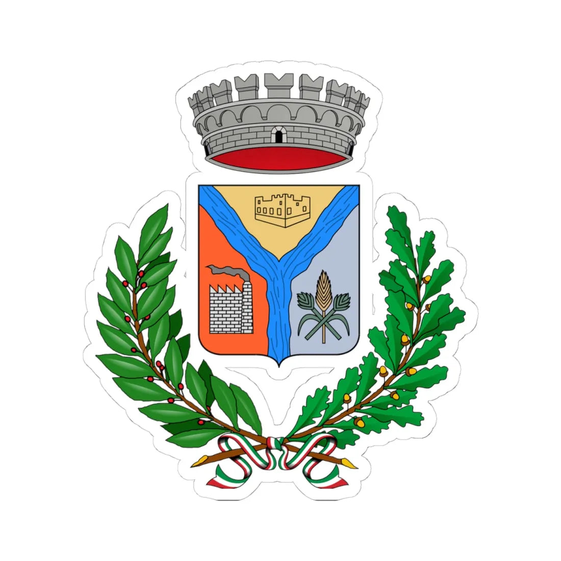 Stemma Villasor (Italy) (Coat of Arms) STICKER Vinyl Kiss-Cut Decal 4 Inch White - The Sticker Space