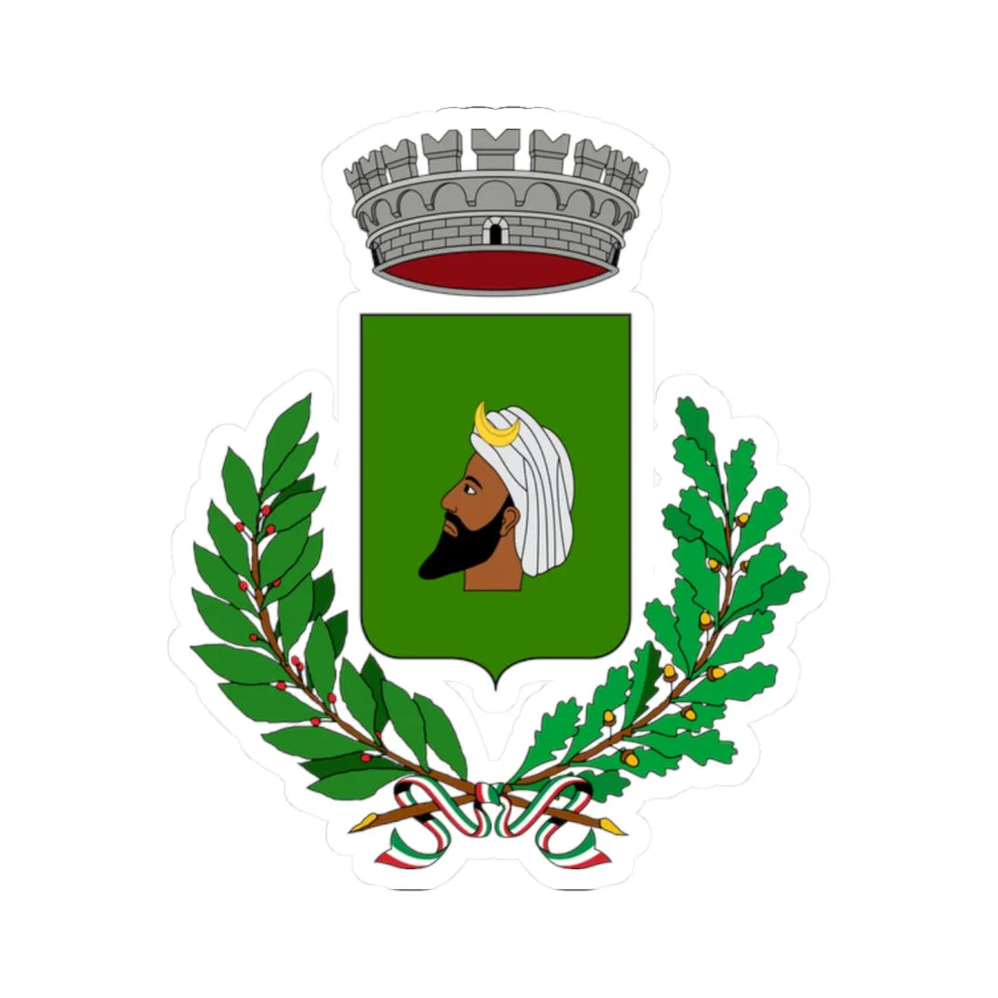 Stemmasantangelomuxaro (Italy) (Coat of Arms) STICKER Vinyl Kiss-Cut Decal 2 Inch White - The Sticker Space