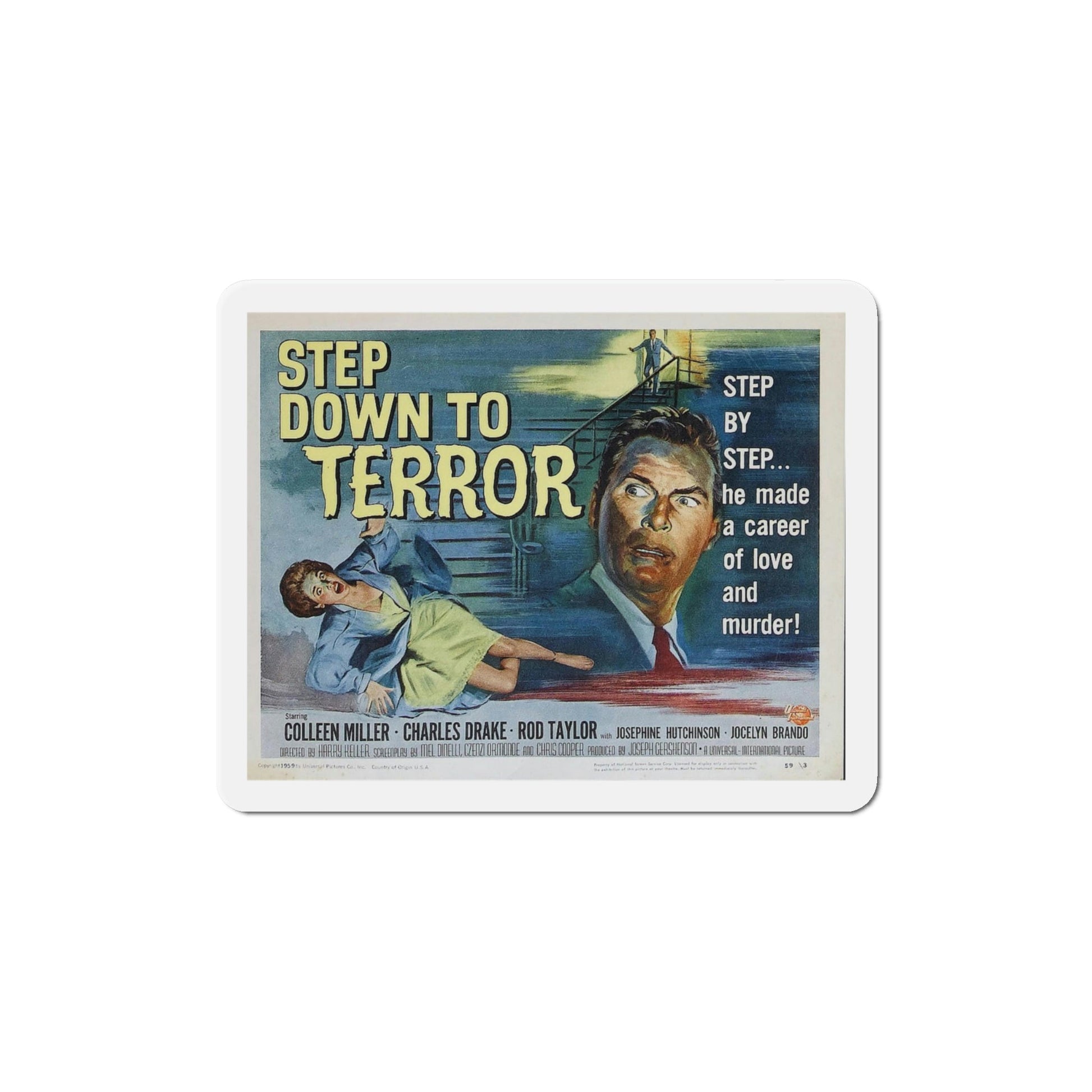 Step Down to Terror 1958 Movie Poster Die-Cut Magnet-4 Inch-The Sticker Space