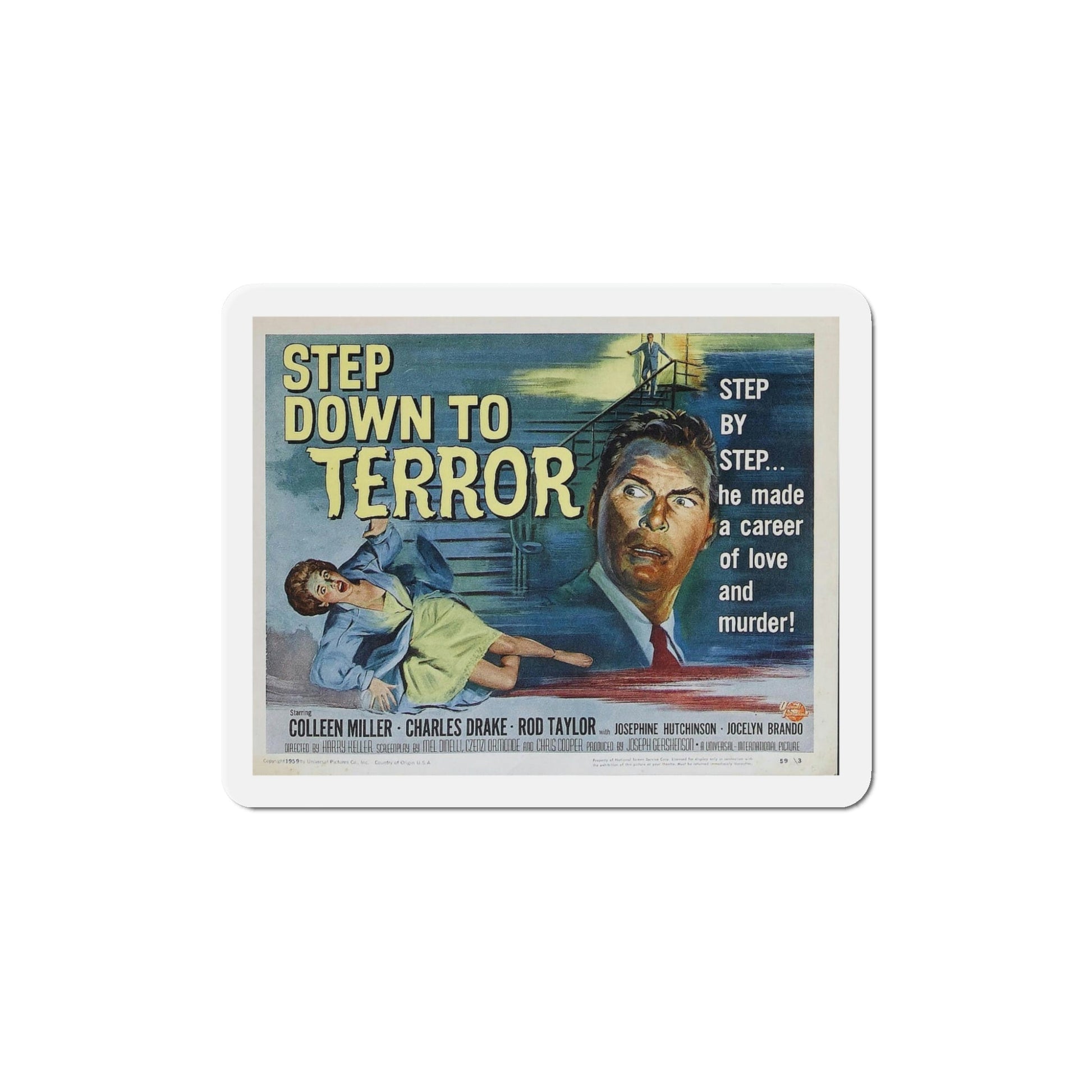 Step Down to Terror 1958 Movie Poster Die-Cut Magnet-5 Inch-The Sticker Space