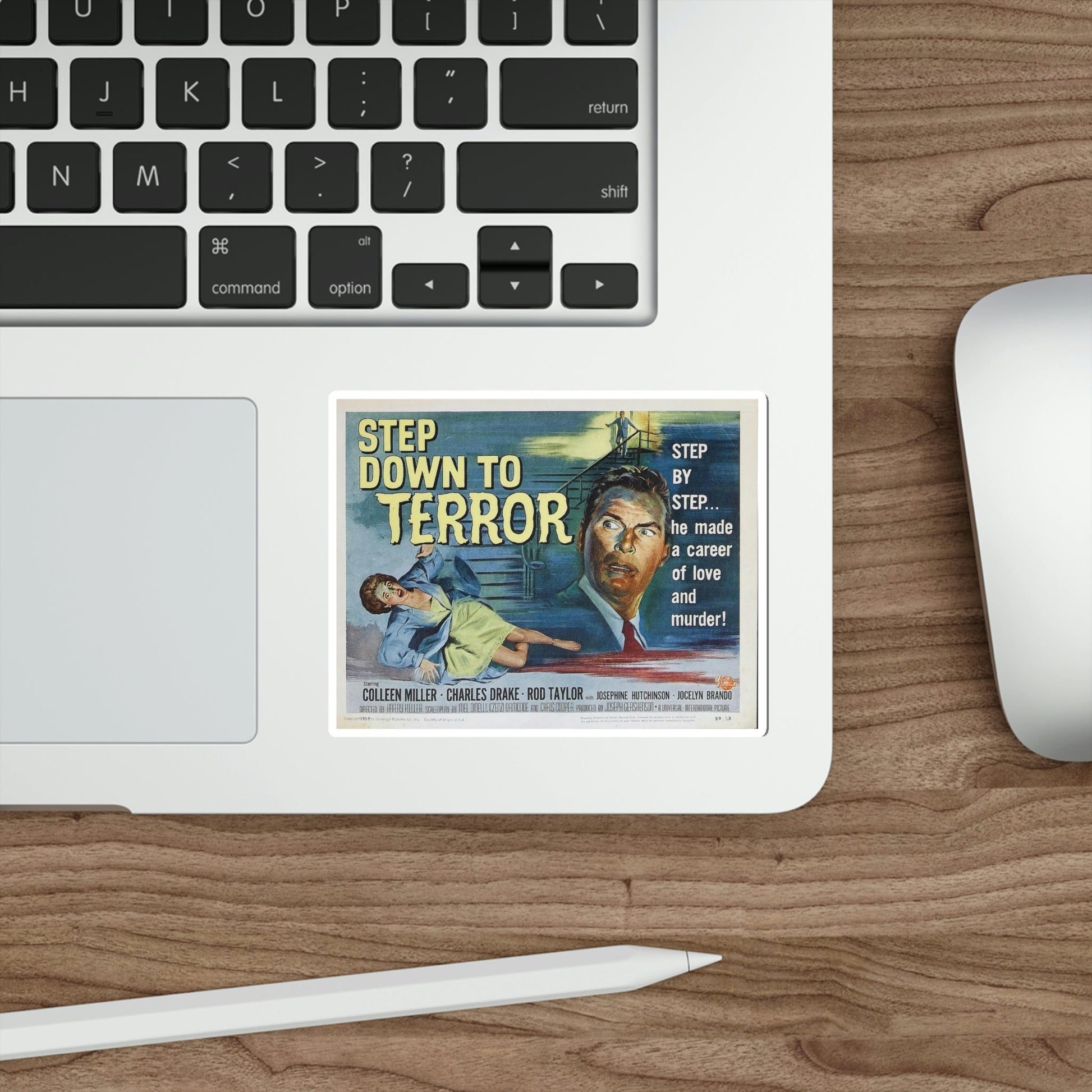 Step Down to Terror 1958 Movie Poster STICKER Vinyl Die-Cut Decal-The Sticker Space