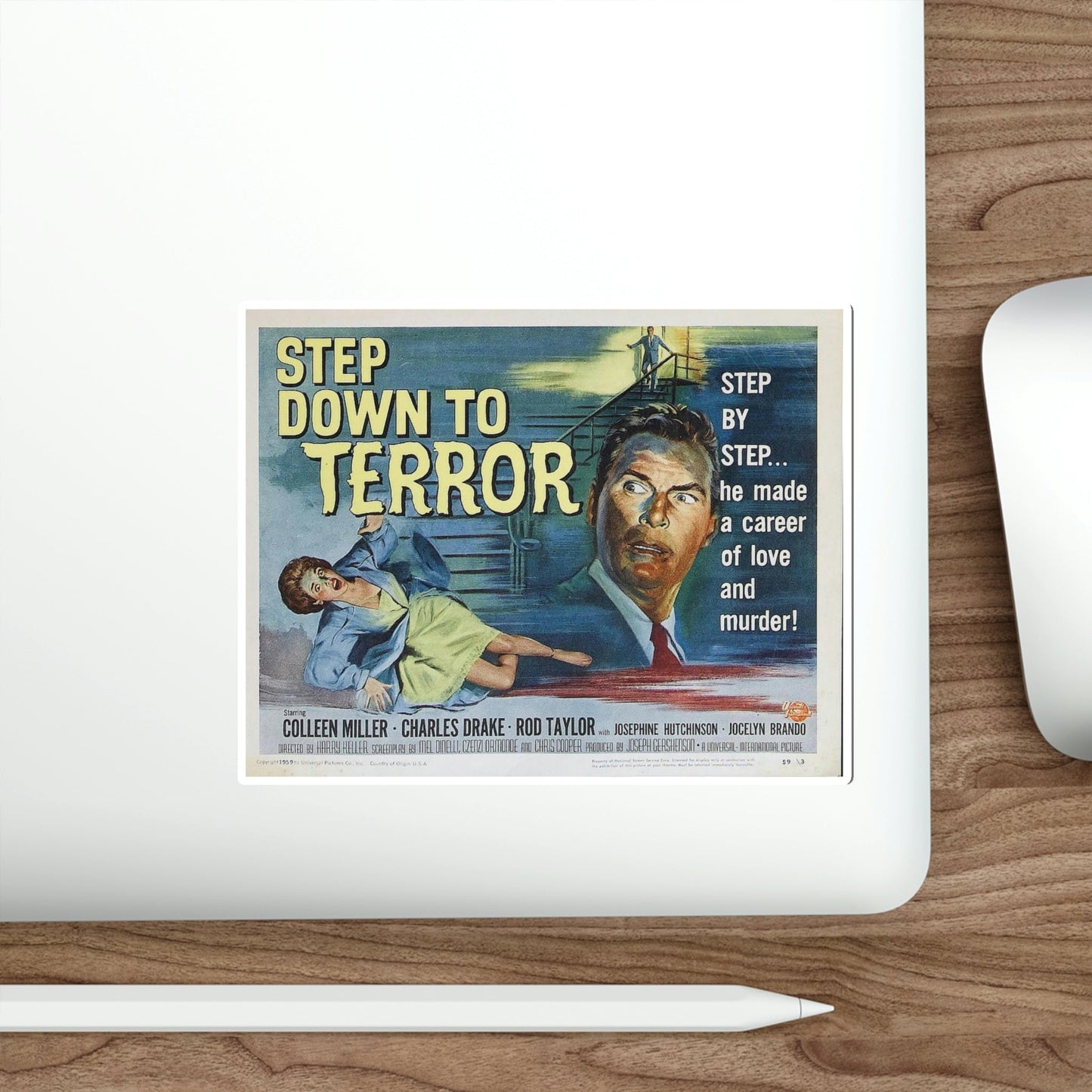 Step Down to Terror 1958 Movie Poster STICKER Vinyl Die-Cut Decal-The Sticker Space