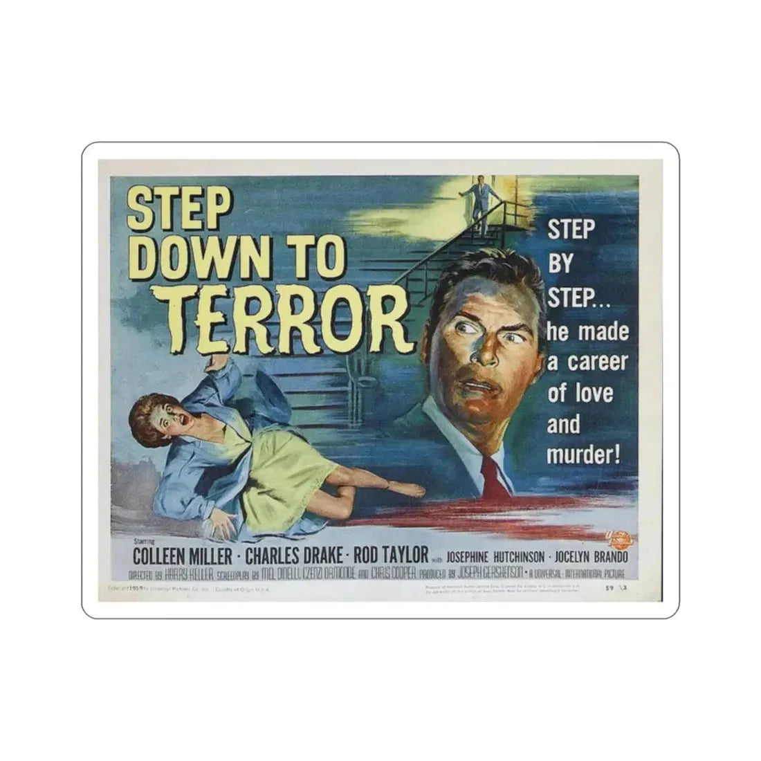 Step Down to Terror 1958 Movie Poster STICKER Vinyl Die-Cut Decal 2 Inch - The Sticker Space