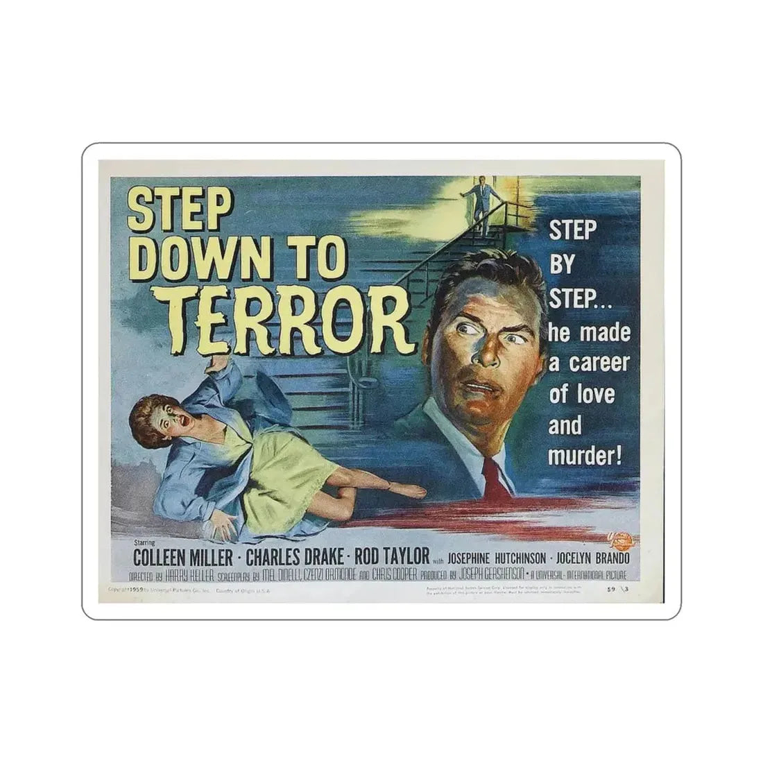 Step Down to Terror 1958 Movie Poster STICKER Vinyl Die-Cut Decal 5 Inch - The Sticker Space
