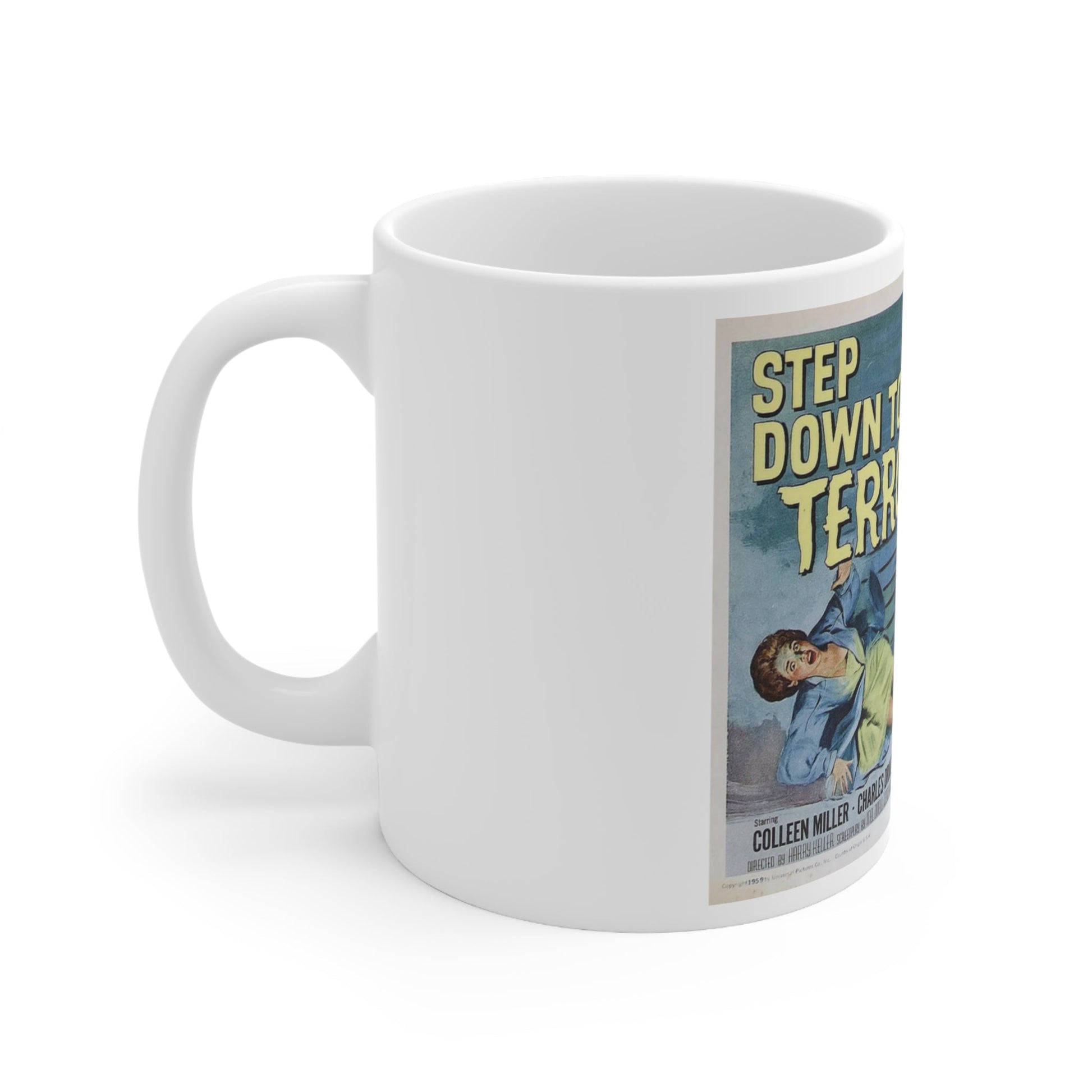 Step Down to Terror 1958 Movie Poster - White Coffee Cup 11oz-11oz-The Sticker Space