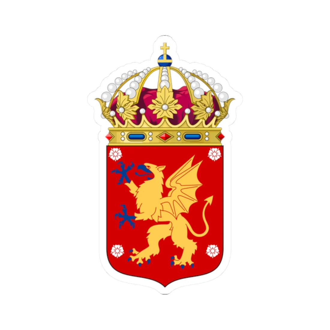 Östergötlands vapen crown (Sweden) (Coat of Arms) STICKER Vinyl Kiss-Cut Decal 2 Inch White - The Sticker Space