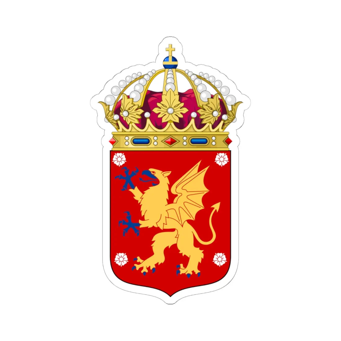 Östergötlands vapen crown (Sweden) (Coat of Arms) STICKER Vinyl Kiss-Cut Decal 6 Inch White - The Sticker Space