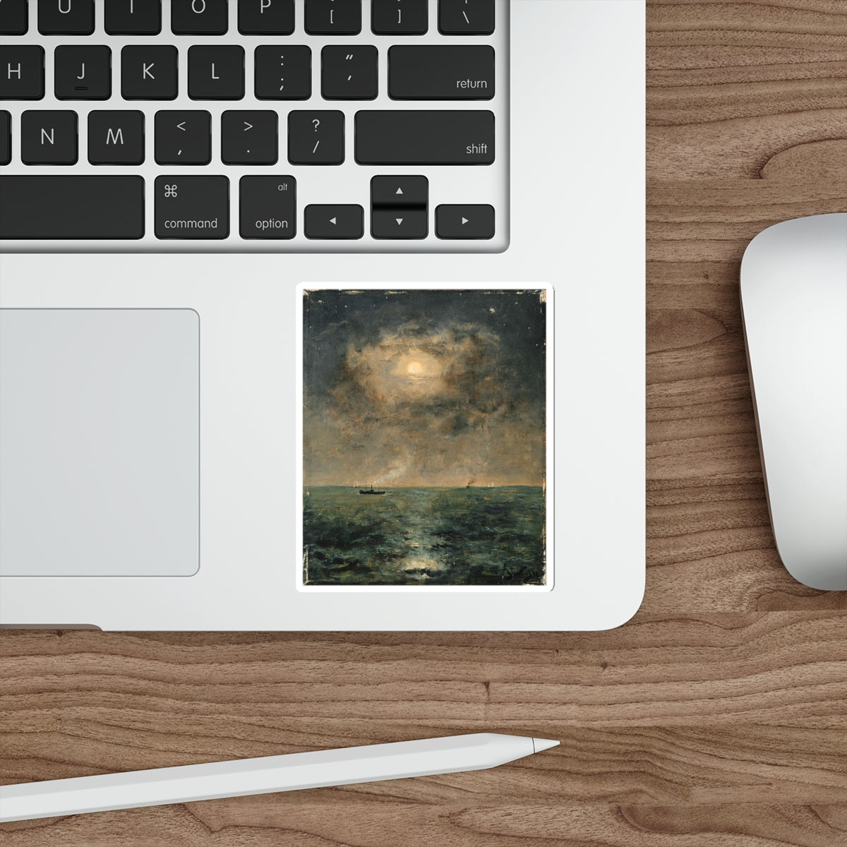 STEVENS, Pieter - Alfred Moonlit seascape (Artwork) STICKER Vinyl Die-Cut Decal-The Sticker Space