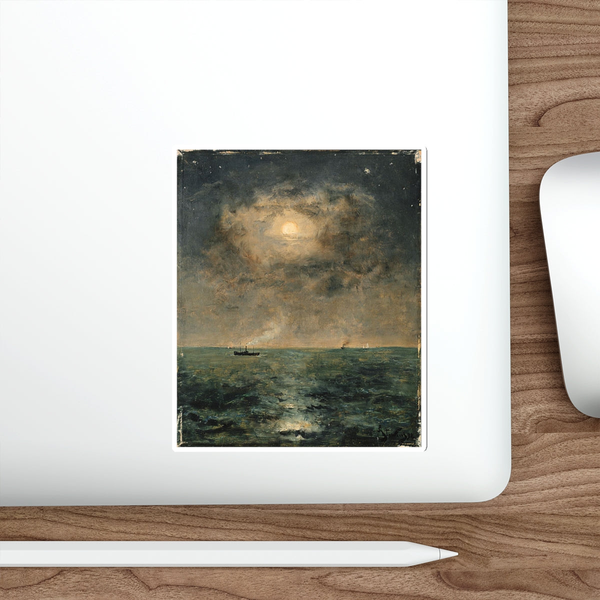 STEVENS, Pieter - Alfred Moonlit seascape (Artwork) STICKER Vinyl Die-Cut Decal-The Sticker Space