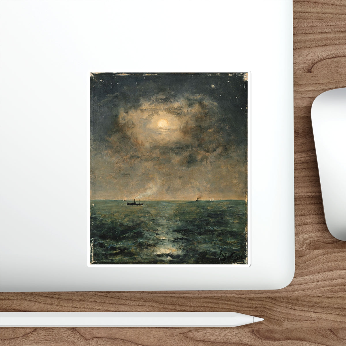 STEVENS, Pieter - Alfred Moonlit seascape (Artwork) STICKER Vinyl Die-Cut Decal-The Sticker Space