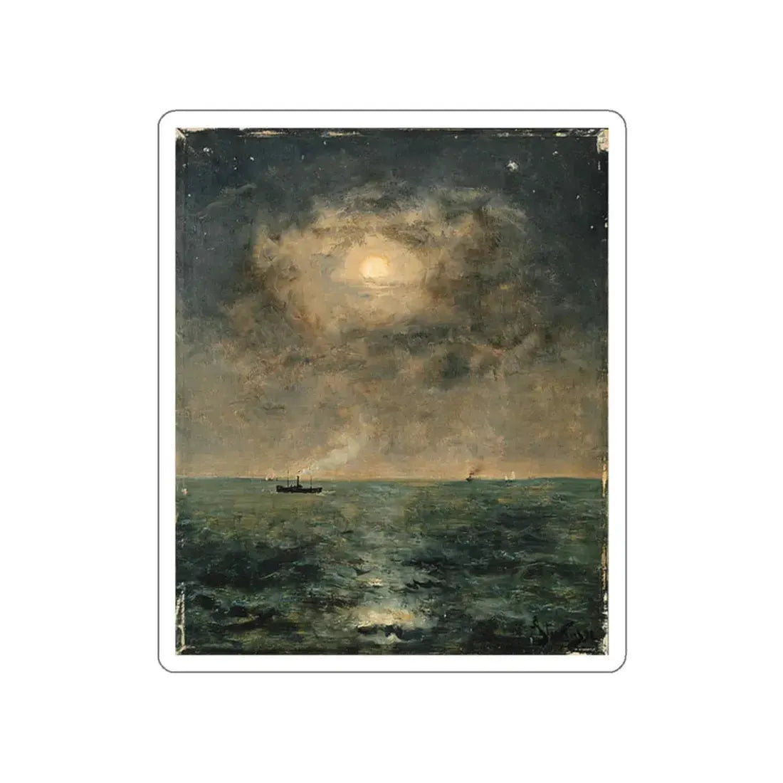 STEVENS, Pieter - Alfred Moonlit seascape (Artwork) STICKER Vinyl Die-Cut Decal White Die-Cut 2 Inch - The Sticker Space