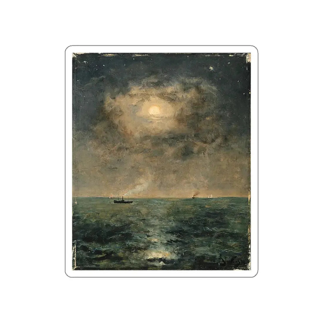 STEVENS, Pieter - Alfred Moonlit seascape (Artwork) STICKER Vinyl Die-Cut Decal White Die-Cut 5 Inch - The Sticker Space