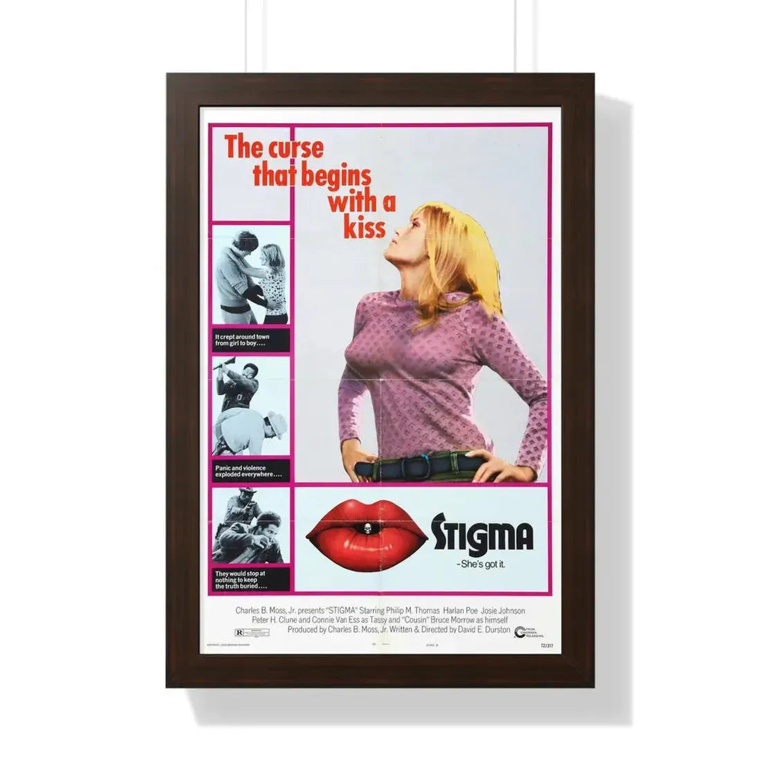 STIGMA 1972 - Framed Movie Poster 16″ x 24″ Walnut - The Sticker Space