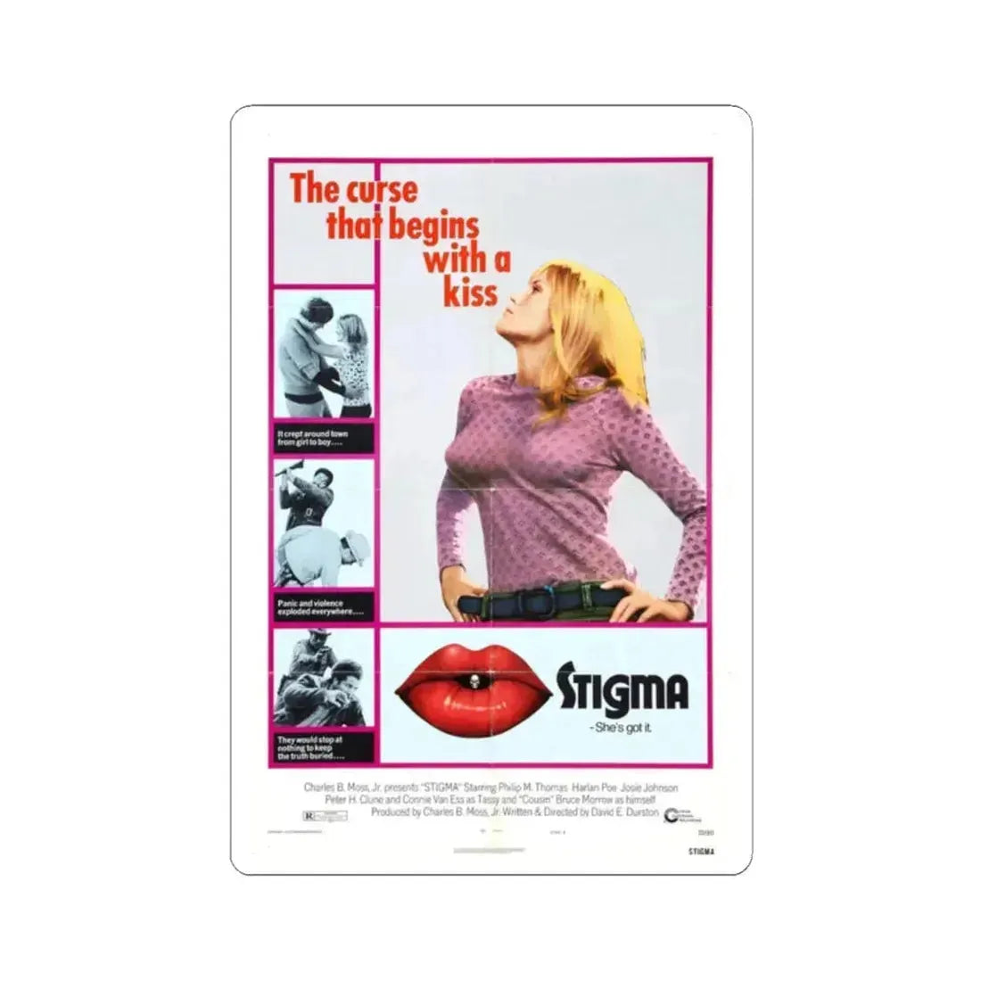 STIGMA 1972 Movie Poster - STICKER Vinyl Kiss-Cut Decal 2 Inch White - The Sticker Space