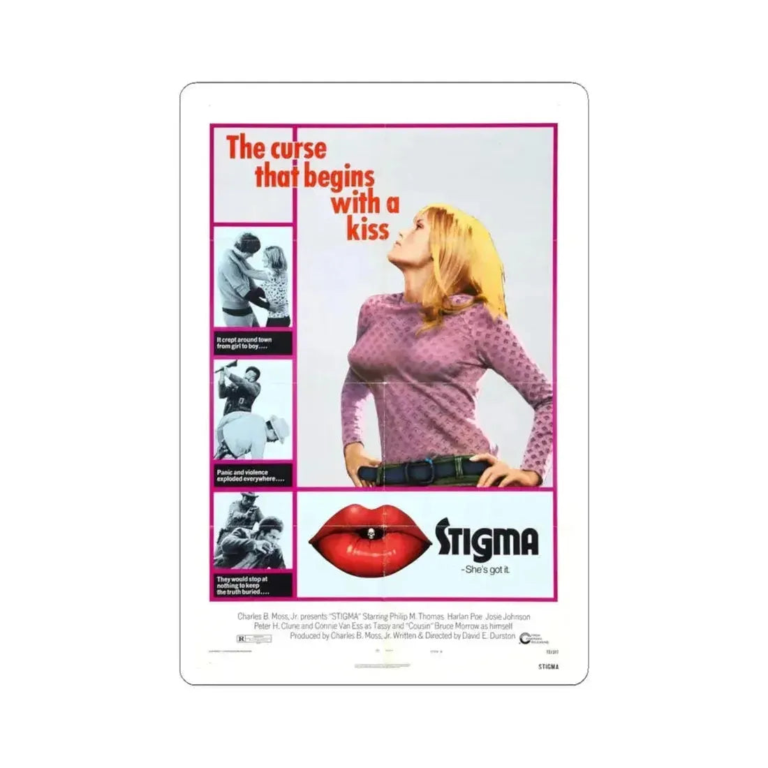 STIGMA 1972 Movie Poster - STICKER Vinyl Kiss-Cut Decal 6 Inch White - The Sticker Space