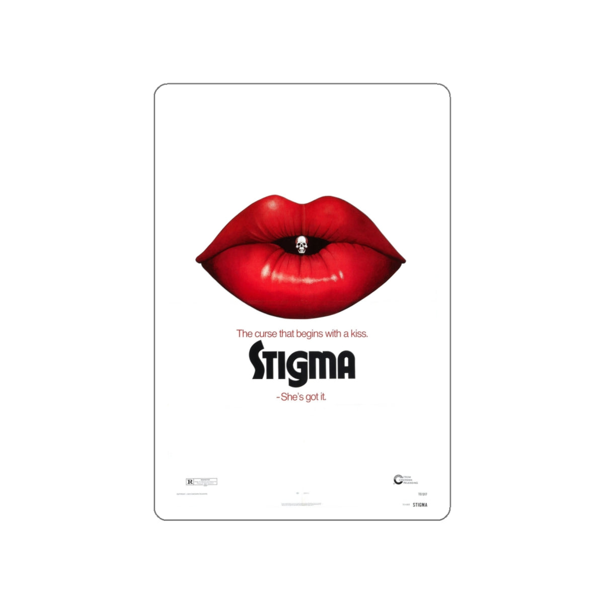 STIGMA (TEASER) 1972 Movie Poster STICKER Vinyl Die-Cut Decal-White-The Sticker Space