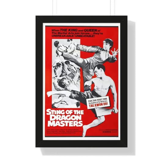 STING OF THE DRAGON MASTERS 1973 - Framed Movie Poster 16″ x 24″ Black - The Sticker Space