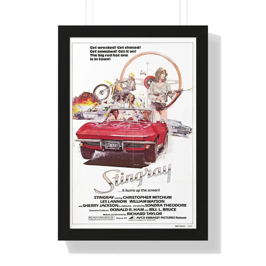STINGRAY 1978 - Framed Movie Poster 16″ x 24″ Black - The Sticker Space