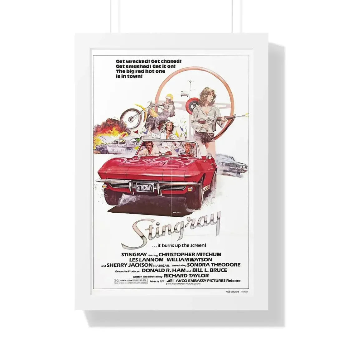 STINGRAY 1978 - Framed Movie Poster 16″ x 24″ White - The Sticker Space