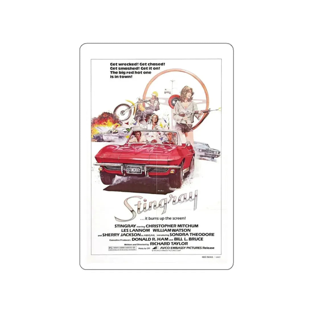 STINGRAY 1978 Movie Poster STICKER Vinyl Die-Cut Decal 4 Inch - The Sticker Space
