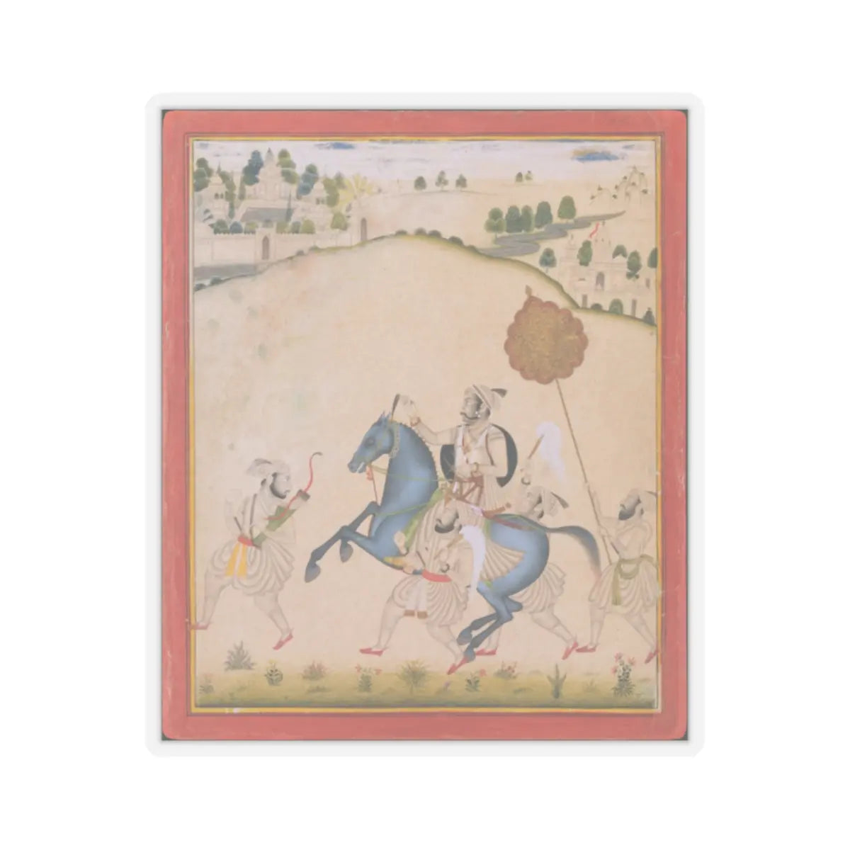 Stipple Master - Maharana Amar Singh II Riding a Jodhpur Horse - ca. 1700–1710 v1 - STICKER Vinyl Kiss-Cut Decal