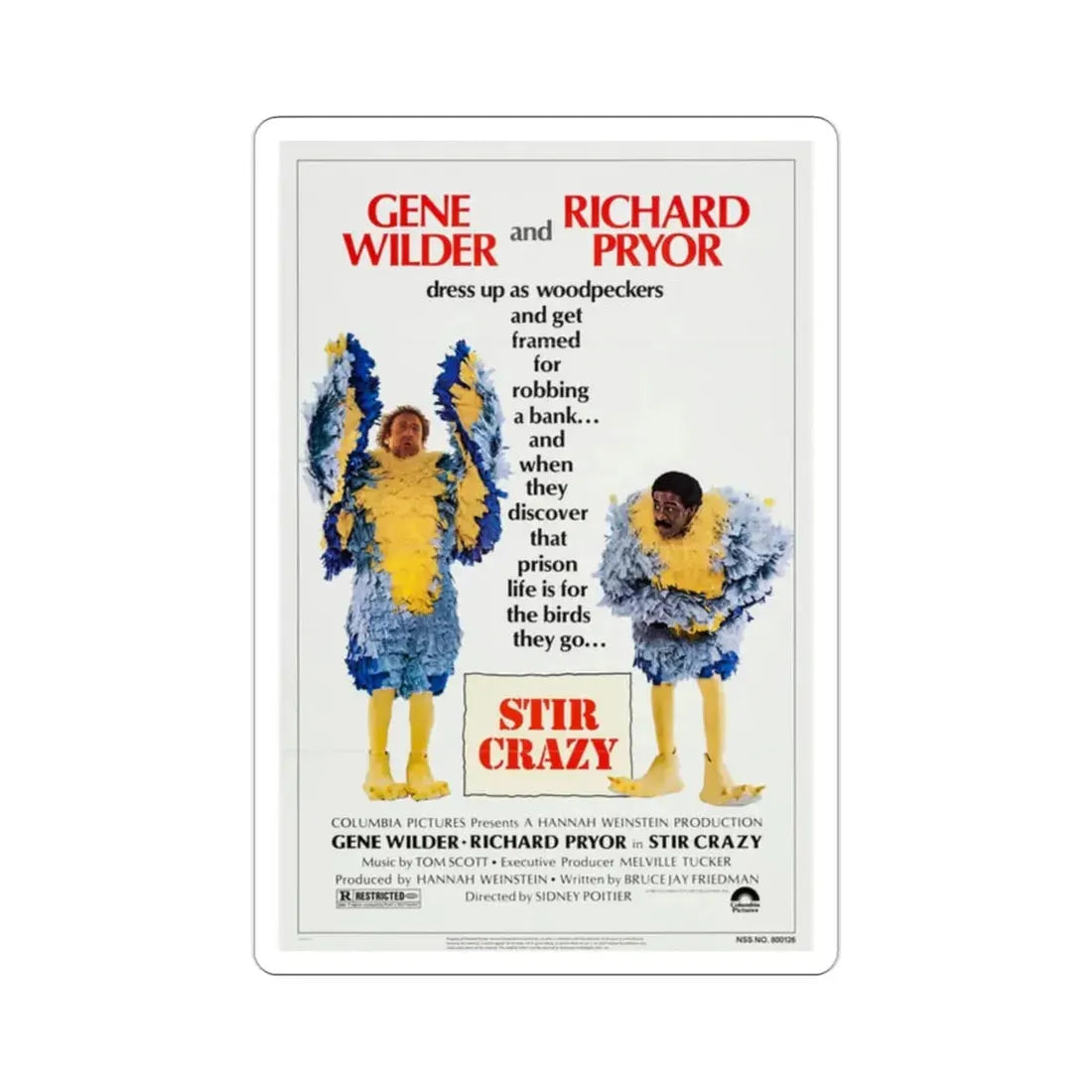 Stir Crazy 1980 Movie Poster STICKER Vinyl Die-Cut Decal 2 Inch - The Sticker Space