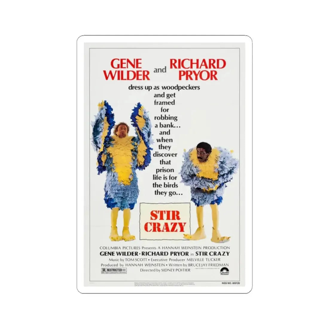 Stir Crazy 1980 Movie Poster - STICKER Vinyl Kiss-Cut Decal 2 Inch White - The Sticker Space