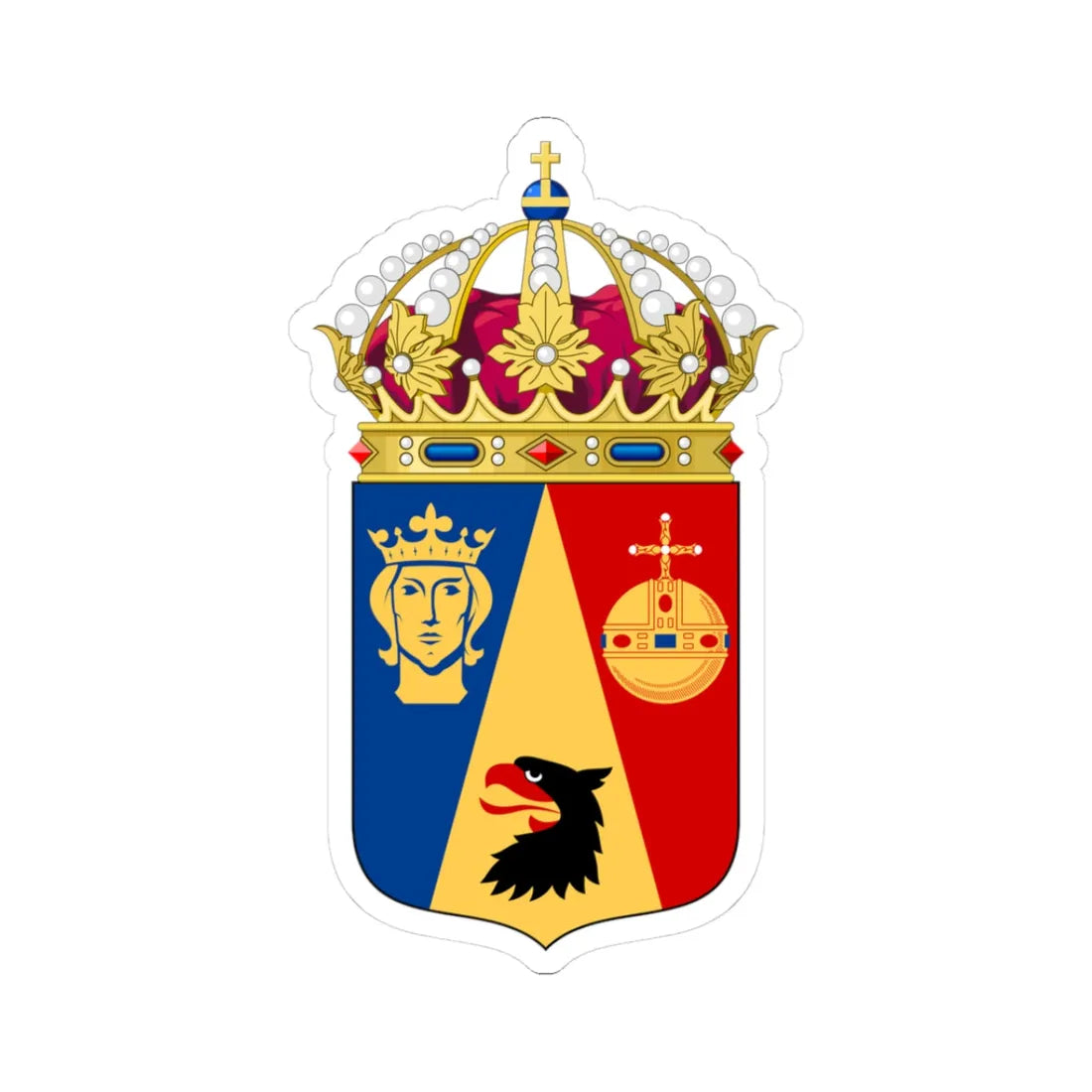 Stockholms läns vapen crowned (Sweden) (Coat of Arms) STICKER Vinyl Kiss-Cut Decal 3 Inch White - The Sticker Space