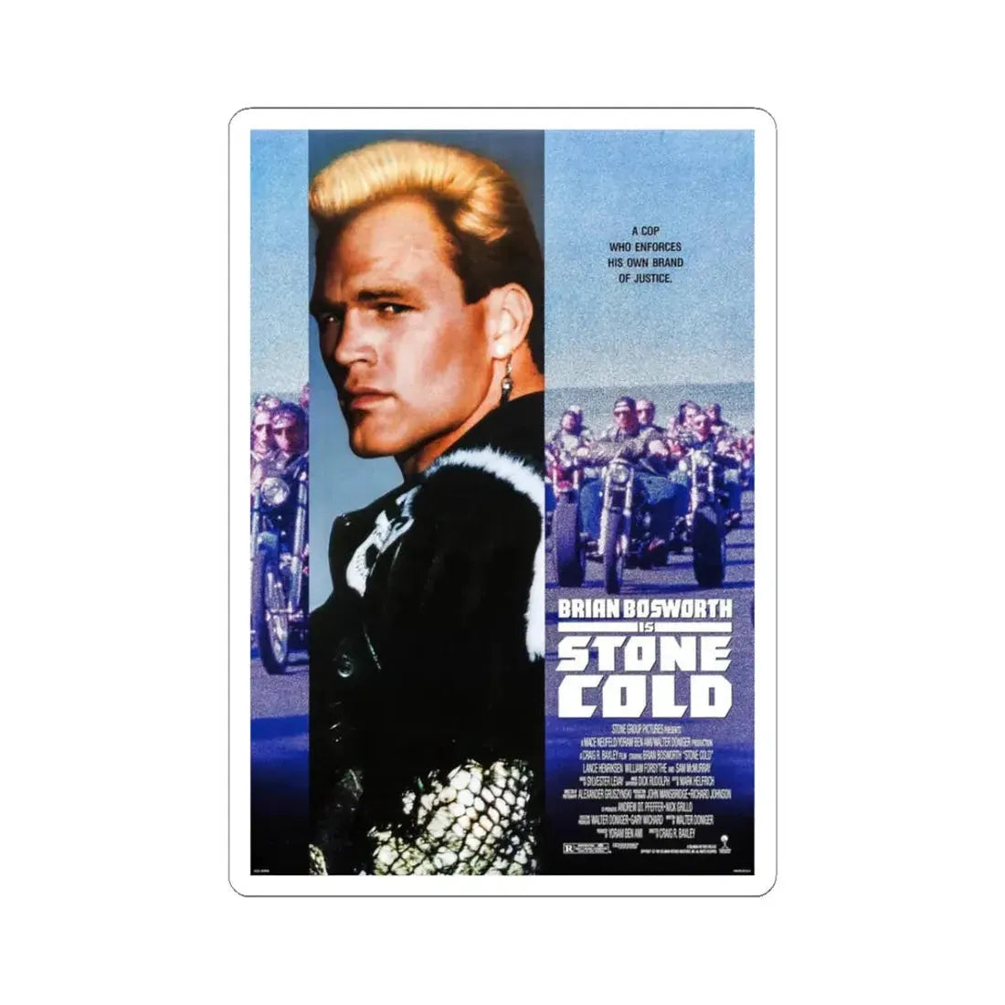 STONE COLD 1991 Movie Poster - STICKER Vinyl Kiss-Cut Decal 3 Inch White - The Sticker Space