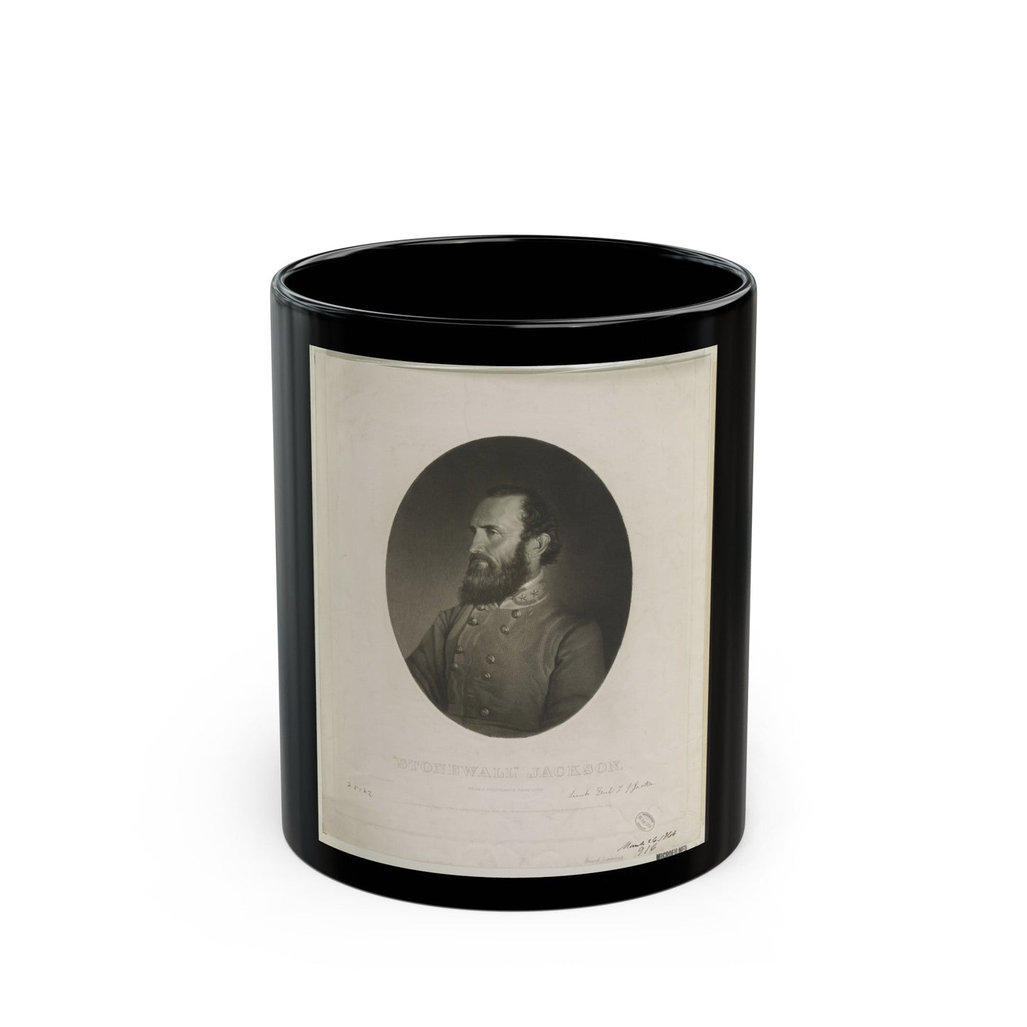 Stonewall Jackson From A Photograph From Life (U.S. Civil War) Black Coffee Mug-11oz-The Sticker Space