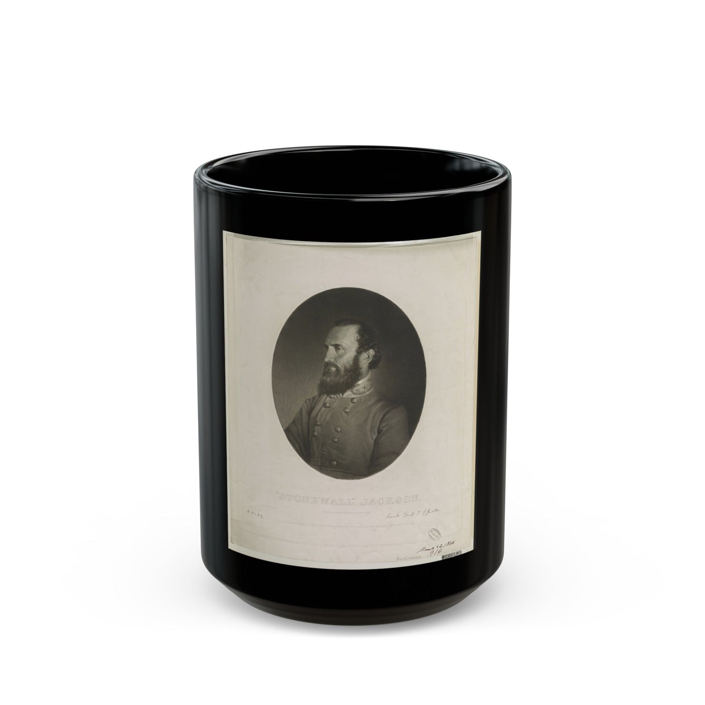 Stonewall Jackson From A Photograph From Life (U.S. Civil War) Black Coffee Mug-15oz-The Sticker Space