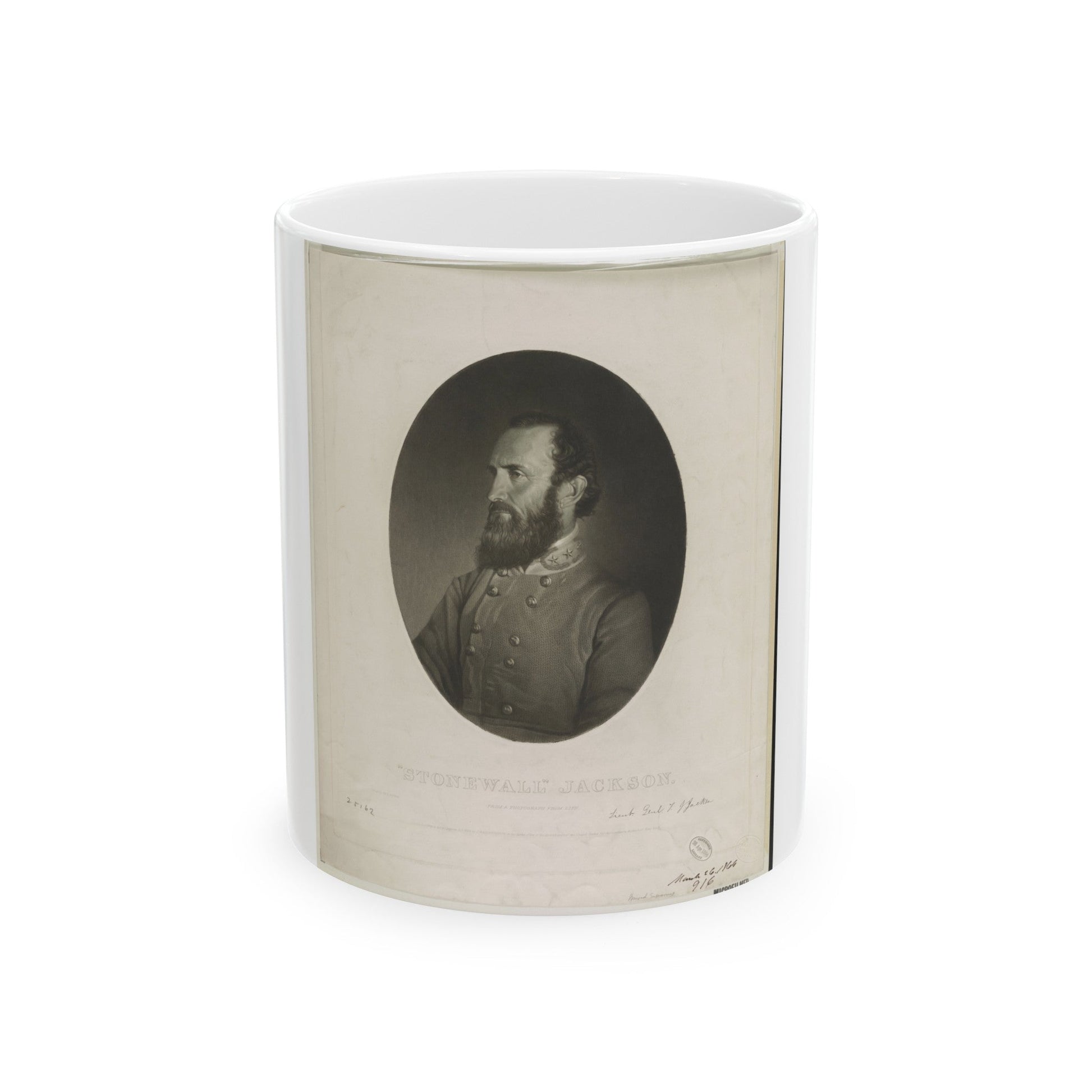 Stonewall Jackson From A Photograph From Life (U.S. Civil War) White Coffee Mug-11oz-The Sticker Space