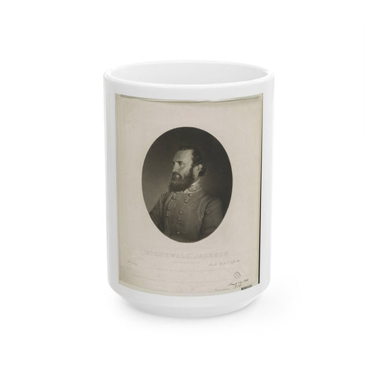 Stonewall Jackson From A Photograph From Life (U.S. Civil War) White Coffee Mug-15oz-The Sticker Space