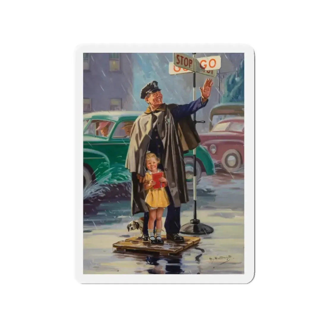 Stop Go (Magazine Illustration) Refrigerator Magnet 2 Inch Die-Cut - The Sticker Space