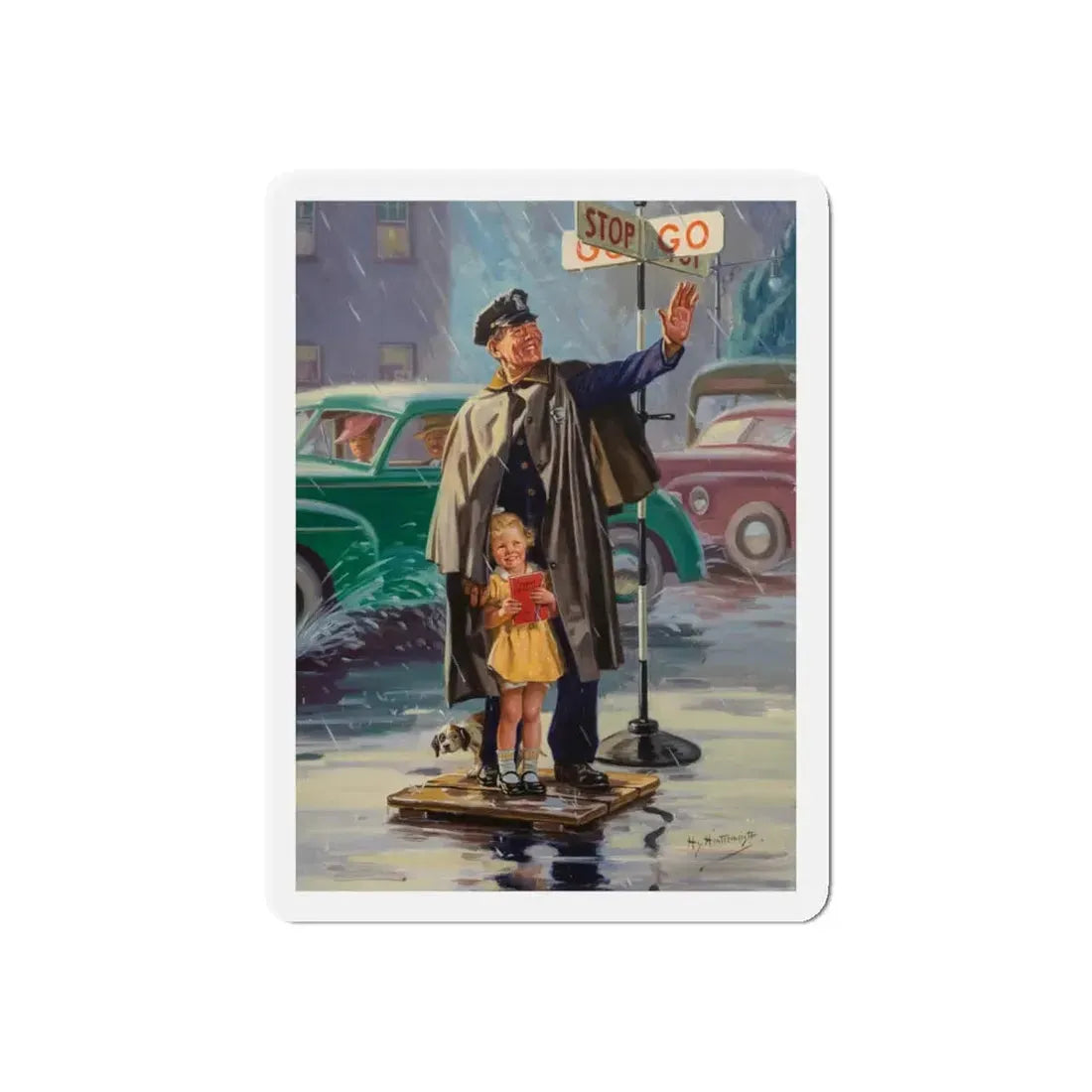 Stop Go (Magazine Illustration) Refrigerator Magnet 4 Inch Die-Cut - The Sticker Space