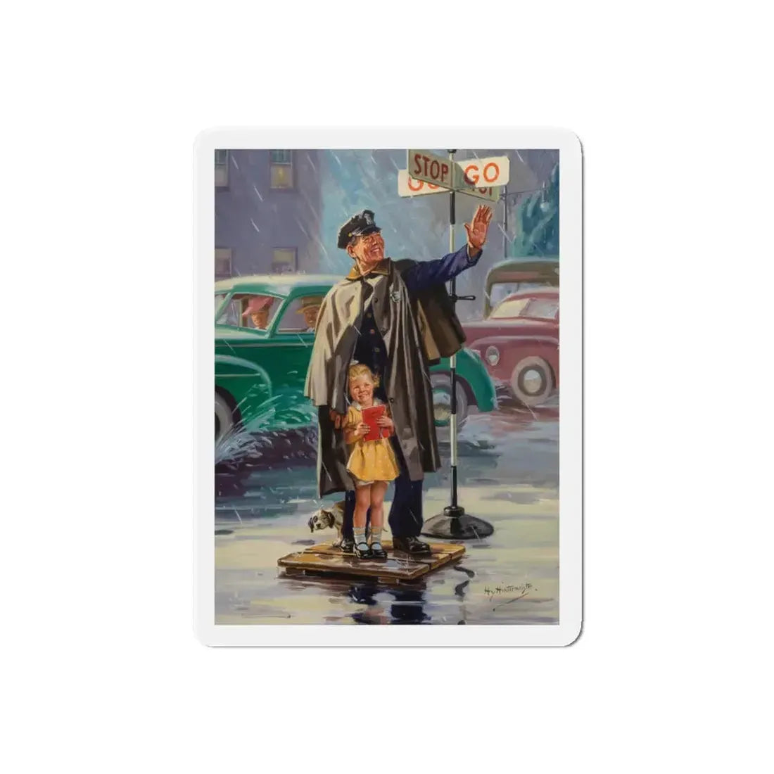 Stop Go (Magazine Illustration) Refrigerator Magnet 6 Inch Die-Cut - The Sticker Space