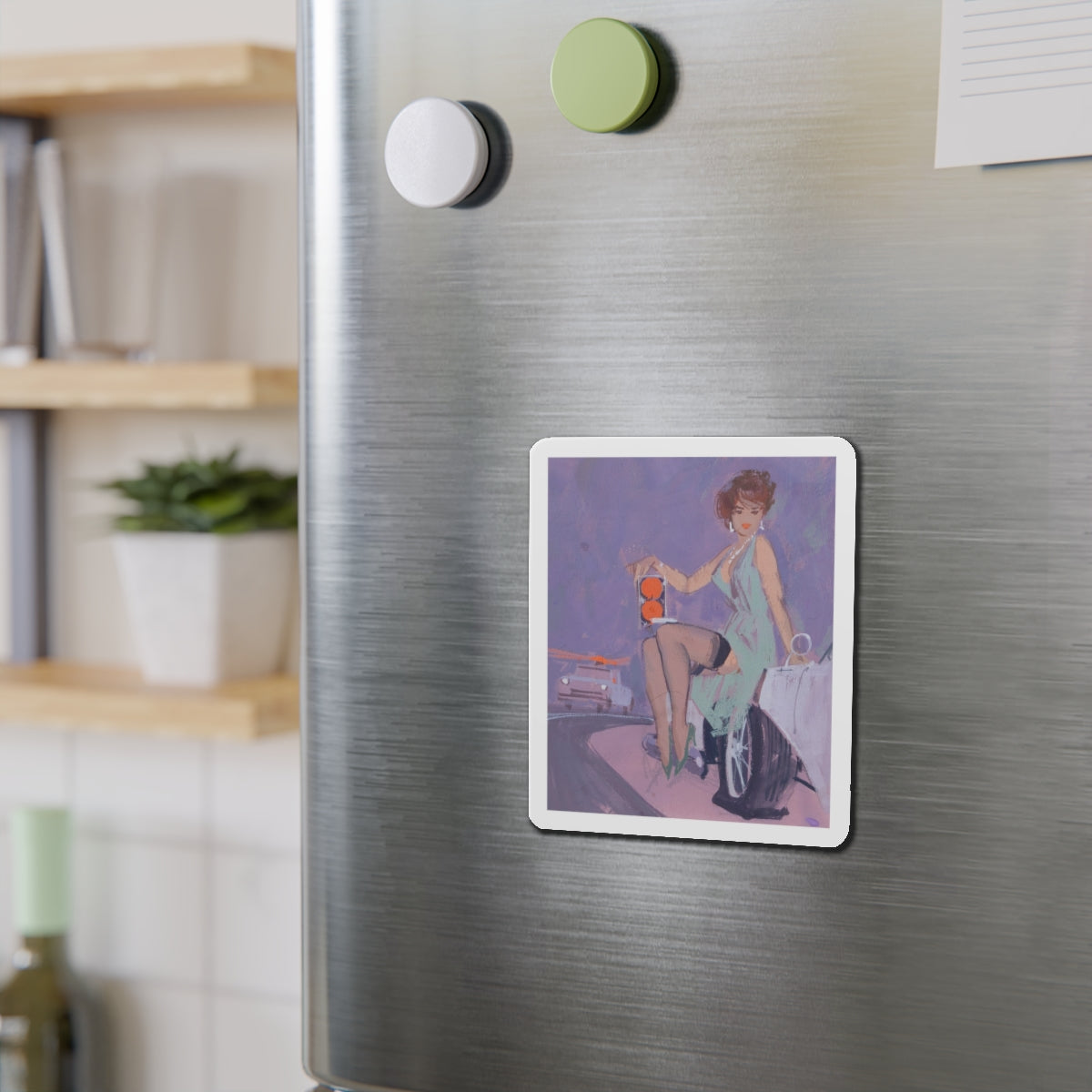 Stoplight (Magazine Illustration) Refrigerator Magnet-The Sticker Space