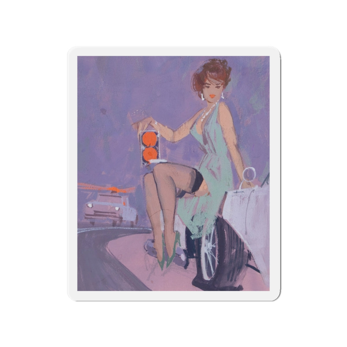 Stoplight (Magazine Illustration) Refrigerator Magnet-2" x 2"-The Sticker Space